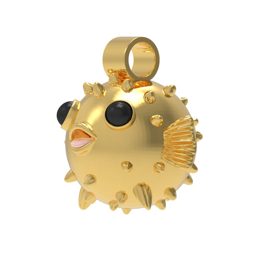 Niedlicher Pacific Puffer Anhänger-Pures Gold