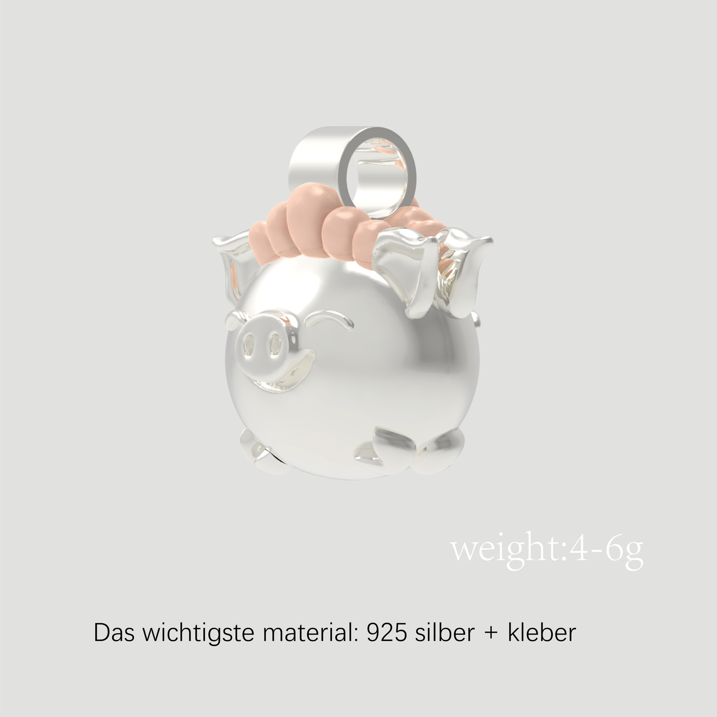 Chinesischer Sternzeichen-Anhänger-Silbernes Schwein